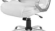 Office Chair Computer High Back Adjustable Ergonomic Desk Chair Executive PU Leather Swivel Task Chair with Armrests Lumbar Support (White)