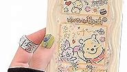 iFiLOVE for iPhone 15 Winnie The Pooh Case with Sliding Camera Protection, Girls Kids Boys Cute Cartoon Bear Piglet Bling Flowing Liquid Quicksand Glitter Case Cover for iPhone 15