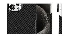 Lenpiti Slim Carbon Fiber Case for iPhone 15 Pro, Aramid Fiber Thin Cover for 15Pro 6.1" Supports Wireless Charging, Matte Black Aramid Fiber