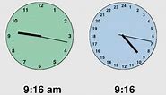 time on two analog clocks: am/pm vs 24 hour