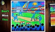 How to Draw a Cricket Stadium Scenery for World Cup 2023 | Cricket Drawing