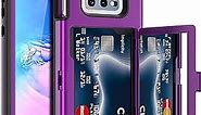 WeLoveCase Galaxy S10e Wallet Case Built in Screen Protector S10e Defender Wallet Card Holder Cover with Hidden Mirror 3 Layer Shockproof Heavy Duty Protection Case for Samsung Galaxy S10e Purple