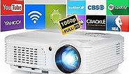 Native 1080P Full HD Projector, WiFi Bluetooth Outdoor Projector, Max 200" Display Smart Home Theater Video Movie Gaming Projector Compatible with HDMI,VGA,USB,Laptop,Fire Stick,iOS,Android Phone