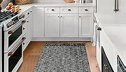 Collive Washable Area Rug 3' x 5', Modern Woven Kitchen Rugs, Black/Cream Braided Cotton Rug Indoor Door Mat Throw Carpet for Entryway Living Room Nursery Mudroom Laundry Room
