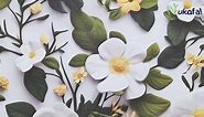 Nukofal Floral Wallpaper Peel and Stick Wallpaper 17.7inchX118.1inch Yellow/White 3D Floral Contact Paper Floral Removable Wallpaper Floral Self Adhesive Contact Paper for Cabinets Shelf Decorative