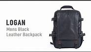 Mens Black Leather Backpack | LOGAN