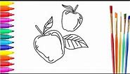 Apple Coloring Pages How To Draw Apple And Coloring Rainbow Colors For Kids Baby