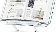 Acrylic Book Stand for Reading, Adjustable Book Holder with Elastic Page Clips, Foldable Desktop Riser Stand for Cookbook,Music Scores,Laptop,Tablet,Recipe,Textbook,Magazines