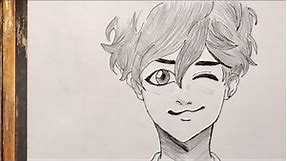 anime drawing- how to draw cute anime boy - easy to draw