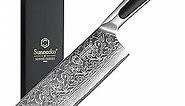 Sunnecko Damascus Kitchen Knife 7 Inch Cleaver Knife VG-10 Stainless Steel Chopping Knife with Solid Handle Nakiri Knife Perfect for Professional Use or Home Cooking Enthusiast