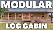 This SMALLER LOG cabin modular home is FANTASTIC! Prefab House Tour