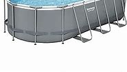 Bestway Power Steel 18' x 9' x 48" Oval Metal Frame Above Ground Outdoor Swimming Pool Set with 1500 GPH Filter Pump, Ladder, and Pool Cover