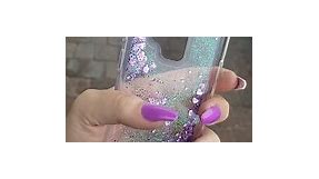 transparent purple glittering waterfall s9 phone case