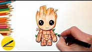 How to Draw Baby Groot Easy (I am Groot) - Step by Step Tutorial