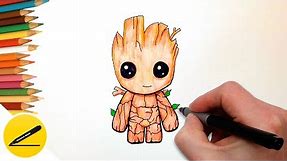 How to Draw Baby Groot Easy (I am Groot) - Step by Step Tutorial
