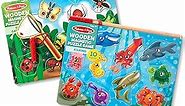 Melissa & Doug Magnetic Wooden Puzzle Game Set: Fishing and Bug Catching - Magnetic Games, Chunky Animal Puzzles For Toddlers And Kids Ages 3+