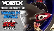 Vortex V3 Motorcycle Chain and Sprocket Kit Install 15-17 Yamaha YZF-R1 | Sportbiketrackgear.com