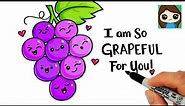 How to Draw Grapes Easy 🍇 Cute Fruit Pun Art