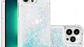 COTDINFOR Liquid Case for iPhone 15 Pro Max Case Glitter Cute Clear Phone Case Shiny Floating Quicksand Shockproof Protective Soft TPU Girly Women Case for iPhone 15 Pro Max 6.7 inch Star Blue YB