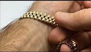 14k Yellow Gold Rolex Link Mens Bracelet, 8.5"