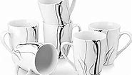VEWEET Ceramic Coffee Mugs Set of 6, 11 OZ Coffee Cups Set with Handle, White Mugs Set Porcelain Cup Set for Kitchen, Microwave Dishwasher Safe, Series Fiona