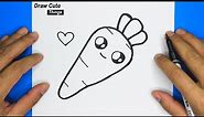 HOW TO DRAW CUTE CARROT, EASY DRAWING, STEP BY STEP, DRAW CUTE THINGS