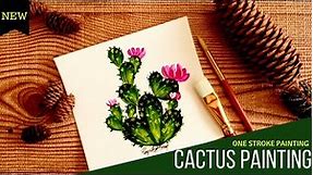 Quick and Simple Cactus Painting | One Stroke Painting Cactus | Acrylic Painting | DIY