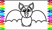 HAPPY HALLOWEEN COLORING!! Learning How to Draw a Baby Bat! Coloring Book for Kids | Colored Markers