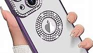 Losin for iPhone 14 Plus Glitter Case with Logo View for Women Girls Luxury Cute Diamond Case Bling Camera Protective Soft Clear Sparkle Rhinestone Shockproof Cover for iPhone 14 Plus, Purple