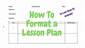 How To Format a Lesson Plan using Microsoft word| Less than 10 minutes