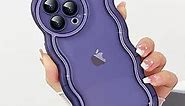 LLZ.COQUE for iPhone 13 Pro Max Case, Cute Curly Wave Frame Shape with Plating Edge, Camera Lens Cover & Soft Silicone Heavy Duty Shockproof Protection Clear Phone case for iPhone 13 Pro Max, Purple