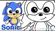 How to Draw Sonic the Hedgehog Cute step by step Easy