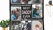 Gifts for Dad Custom Blanket with Photo, Make a Personalized Father's Day Blankets with Picture to My Dad, Customized Memories Souvenir Throws for Best Daddy Ever, 8 Collage Made in USA