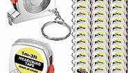 20 Pieces Tape Measure Keychains Functional Mini Retractable Measuring Tape Keychains with Slide Lock for Birthday Party Favors and Daily Use, 1 m/ 3 ft (20)