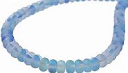 Asingeloo 5x8mm Natural Blue Mystic Aura Quartz Gemstone Beads Abacus Rondelle Stone Beads Crystal Healing Power Beads for Jewelry Making 15"/Strand