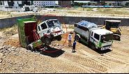 Incredible Upside Down Accident Dump Truck Unloading Fail Recovery By Komatsu Dozer DR51 Activities