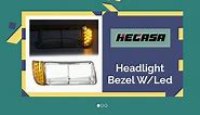 HECASA Headlight Bezel W/Led Compatible With 1989-2002 Freightliner FLD120 Turn Signal Light Lamp 3 Wires Replacement for A06-20738-000 A06-20738-001