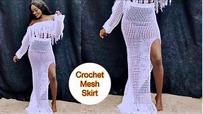 Crochet Maxi Mesh Skirt with Tassel Fringe