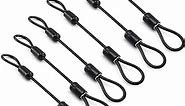 SDTC Tech 6-Pack 5.9" Stainless Steel Wire Rope with Rubber Coated and Loops 3mm Diameter Braided Steel Safety Lanyard Cable Strap for Chain Lock 130lb Tensile Force