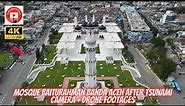 Beautiful Masjid(mosque)Raya Baiturrahman Banda Aceh with 4k drone footages.Before and after Tsunami