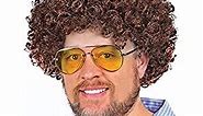 Bob Ross Brown Costume Afro Wig, Synthetic Curly Hair Wig, Art Teacher Costume with 70s Retro, Funny, Dress Up, Party, Roleplay, Cosplay, Unisex, and Halloween Pop Culture Joy of Painting Theme