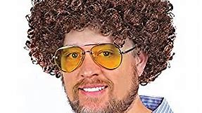 Bob Ross Brown Costume Afro Wig, Synthetic Curly Hair Wig, Art Teacher Costume with 70s Retro, Funny, Dress Up, Party, Roleplay, Cosplay, Unisex, and Halloween Pop Culture Joy of Painting Theme