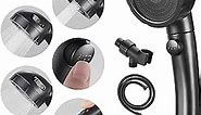 SINGSUO High Pressure Handheld Shower Head with On Off Switch, Detachable Shower Head, 3 Spray Modes Shower Massager Handheld with Hose and Adjustable Angle Bracket (Black)