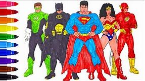 🖍️ Superheroes Coloring Fun for Kids | Green Lantern, Batman, Superman, Super Lady, Flash Painting