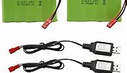 Blomiky 2 Pack 6V 900mAh AA Battery Pack with JST Plug and USB Charger Cable Suitable for New Huina 540 Dump 520 RC Bulldozer and 510 Excavator 540 Battery 2