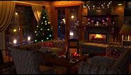 Christmas Cabin ambience | Tree & Snowstorm & Crackling Fireplace Sounds 8 Hours