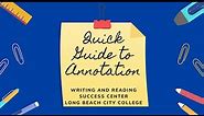 Quick Guide Annotations