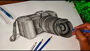 Drawing a Realistic DSLR Pencil Sketch | Canon DSLR Camera Product Design