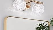 Crystal Vanity Light Fixture, Modern Rose Gold LED Vanity Lights Bathroom Wall Lamp Fixtures with Acrylic Globe Shade for Bath Over Mirror 5000K White Light Wall Sconces White Light (2 Lights)