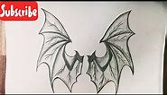 How to draw wings easy step by step || Bat wing drawing tutorial || pencil drawing